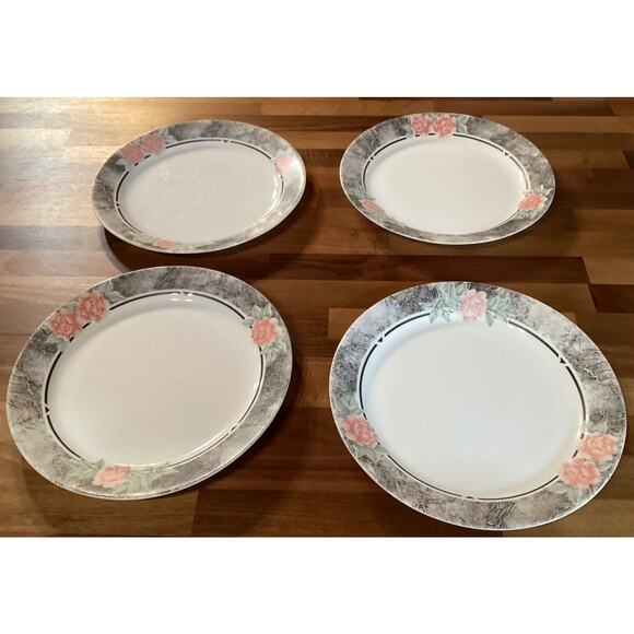 Set of 4 Corelle by Corning Silk and Roses Dinner Plates 10.25" - Picture 2 of 10